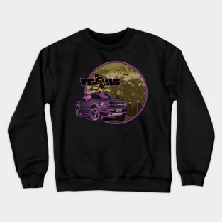 Texas-Style Ford Truck beach scene purple and camouflage colors Crewneck Sweatshirt